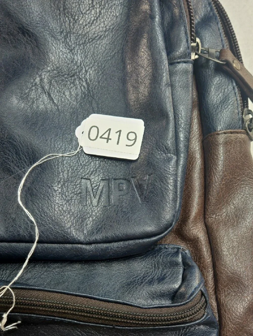 Men's Two-Tone Navy and Brown Sling Backpack